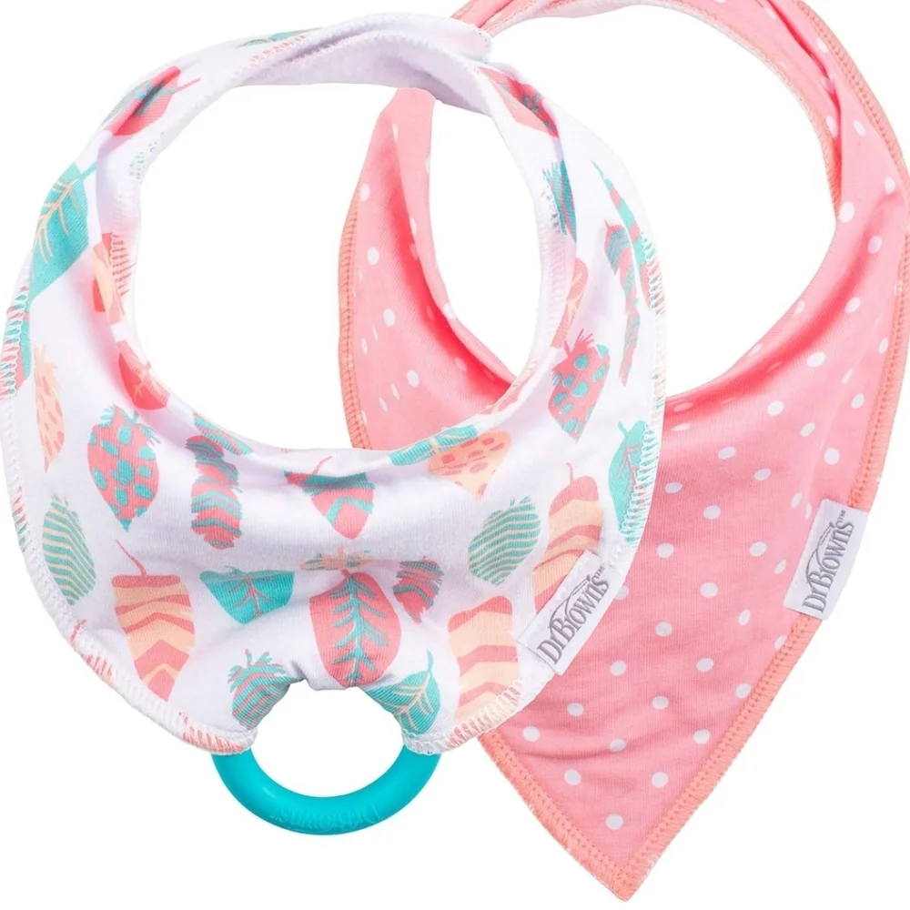 NWT!!! Dr. Brown’s Bandana Bibs with Teether, Teething Ring (3m+) Bundle & Save